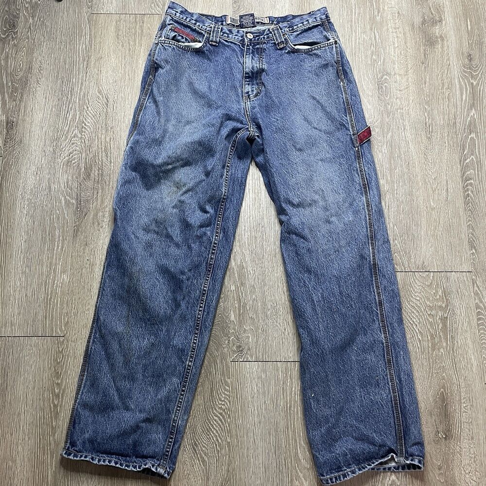 Vintage US Polo Assn Mens Straight Leg Baggy Denim Jeans Blue 34x32 Medium Wash